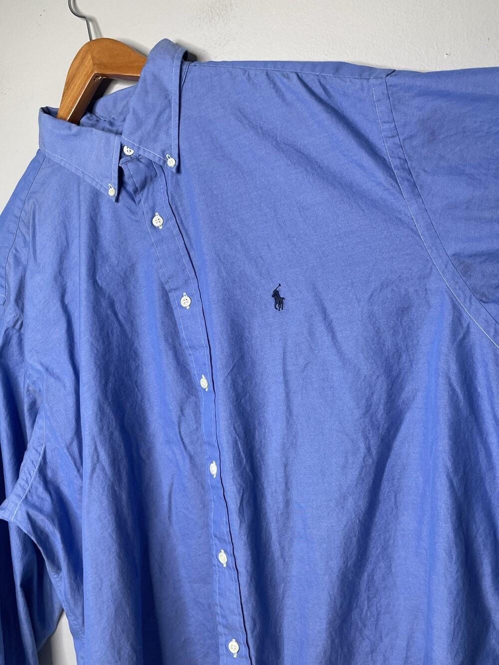 Ralph Lauren Mens 18 34/35 Blue Classic Fit Oxford Button Down Pony Shirt